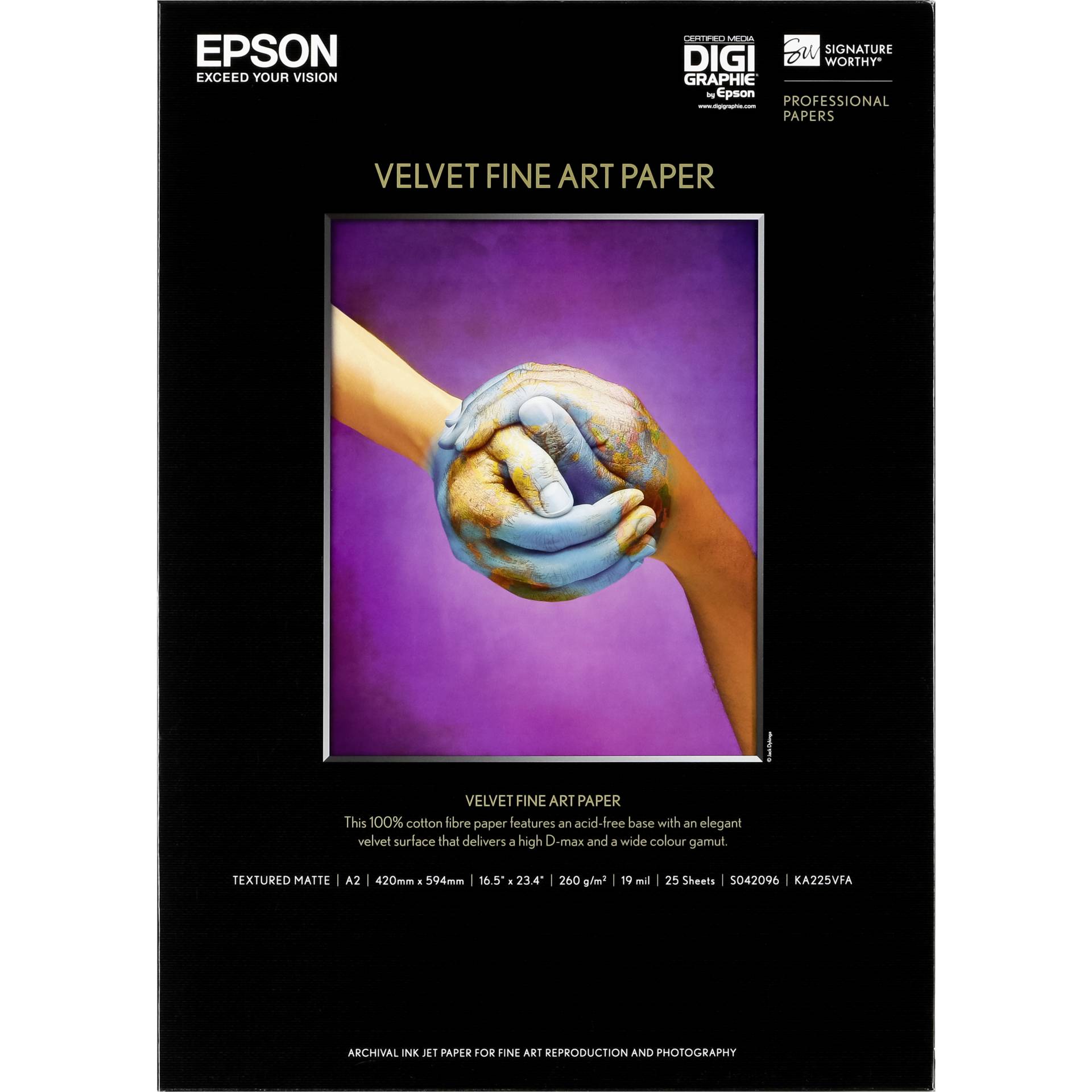 Epson Velvet Fine Art Paper, DIN A2, 260 g/m, 25 Blatt