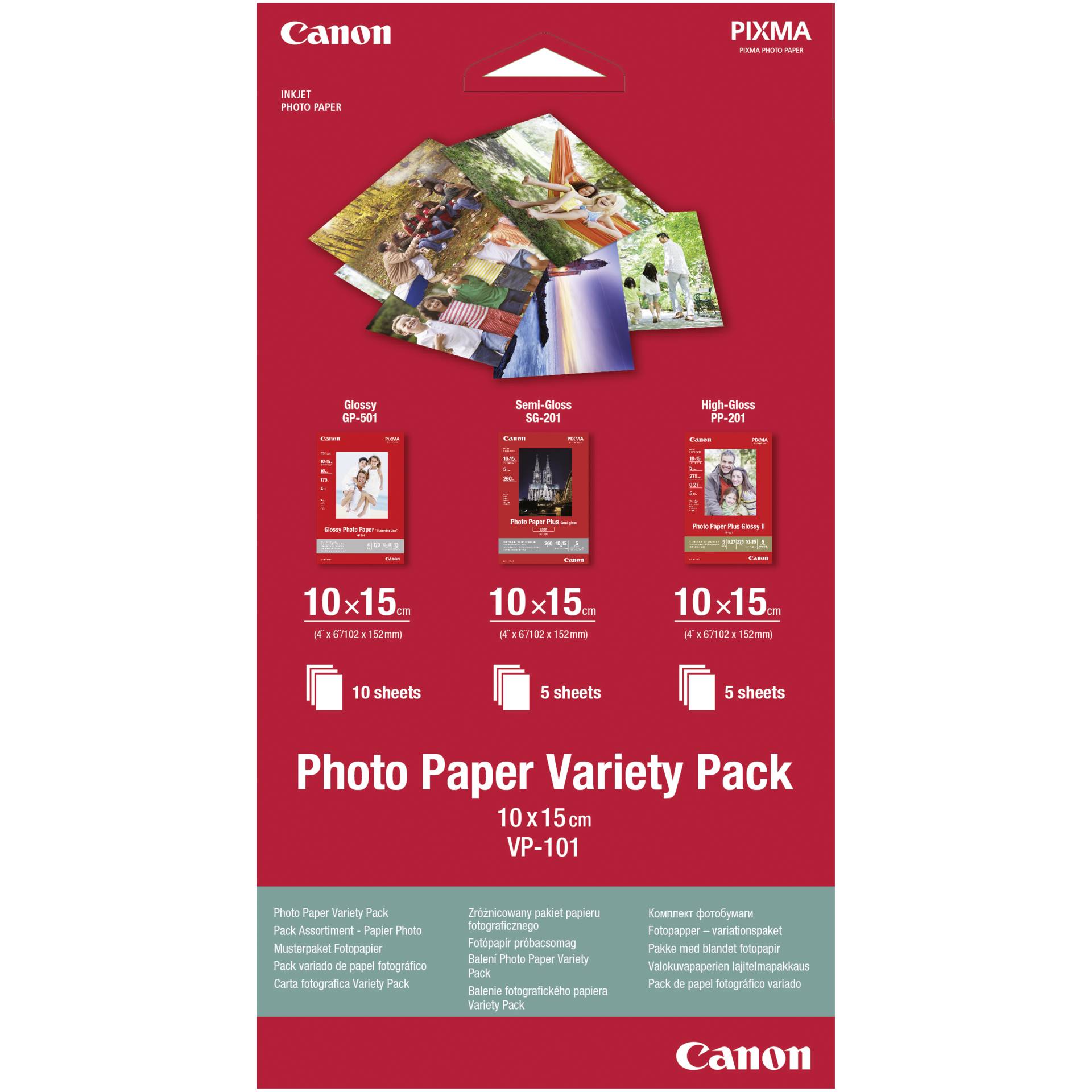 Canon VP-101 Photo Paper Variety Pack 10x15 cm, 1x10 u. 2x5 Blatt