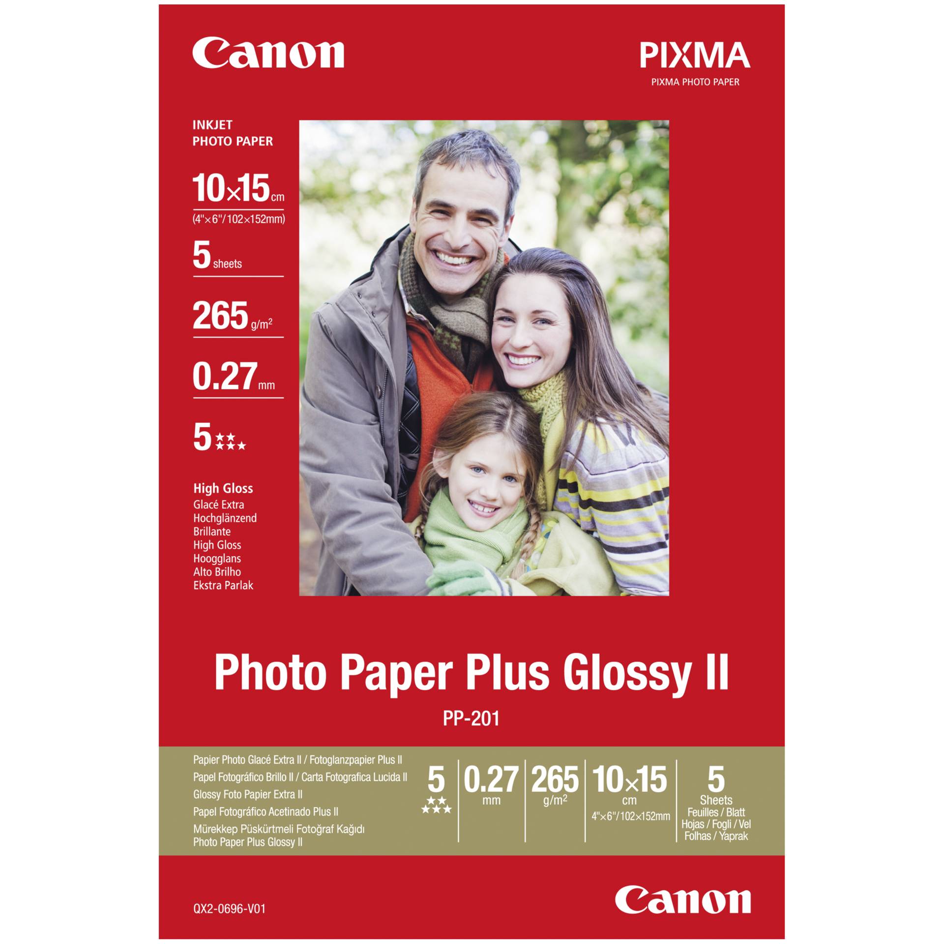 Canon PP-201 10x15 cm, 5 Blatt Photo Paper Plus Glossy II 265 g