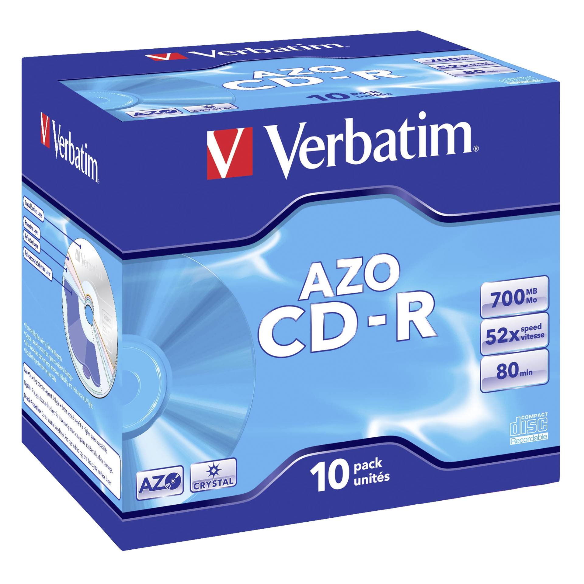 1x10 Verbatim Data Life plus CD-R 80 / 700MB, 52x Speed JC