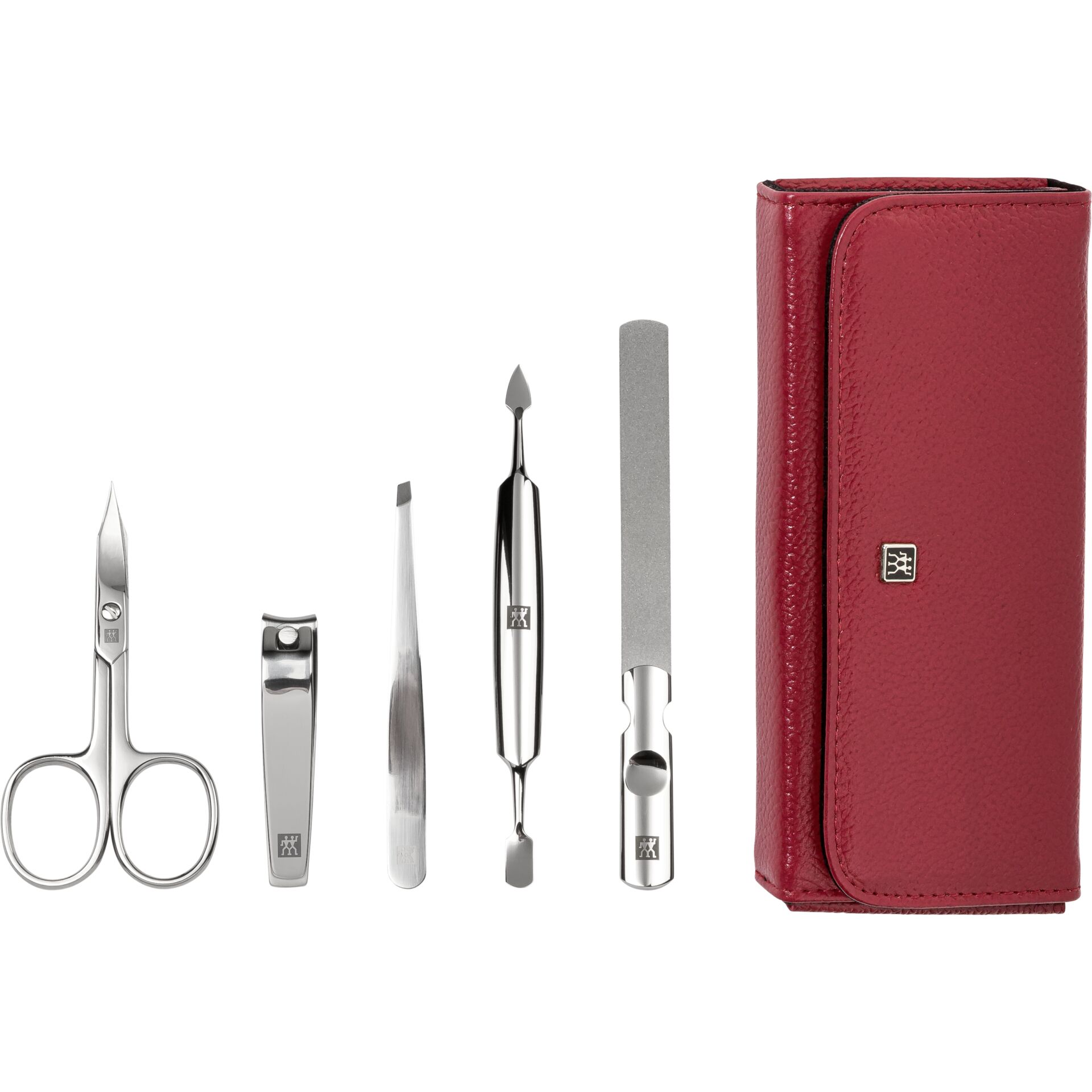 Zwilling Classic Inox Druckknopf-Etui Maniküre/Pediküre-Set 5-teilig rot