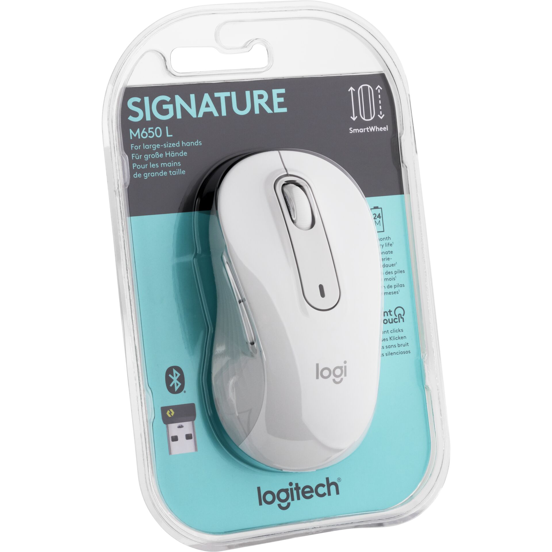 Logitech Signature M650 Large Grauweiß, Maus 