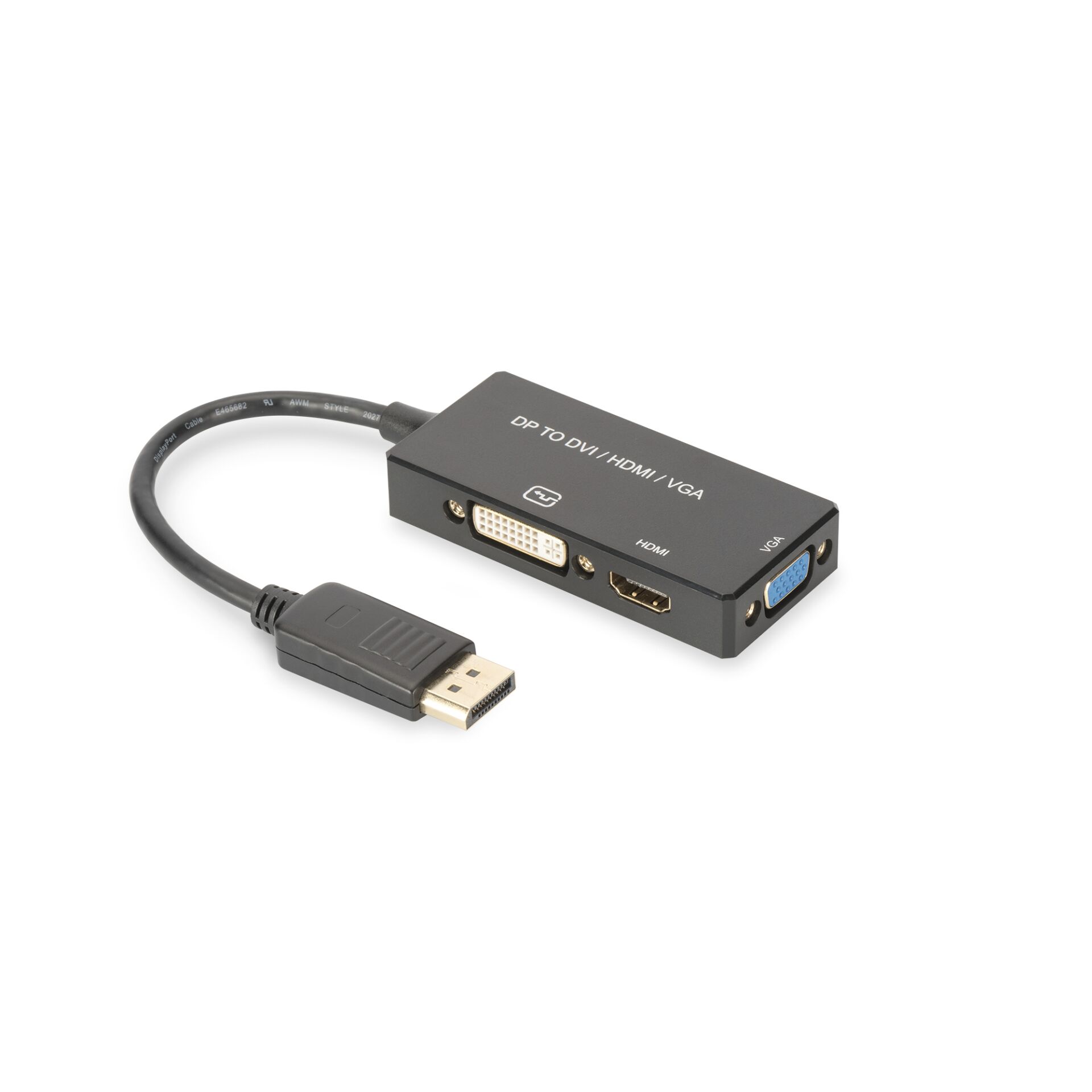 DIGITUS DisplayPort 3in1 Adapt/ Konverter - DP-HDMI+DVI+VGA 20cm