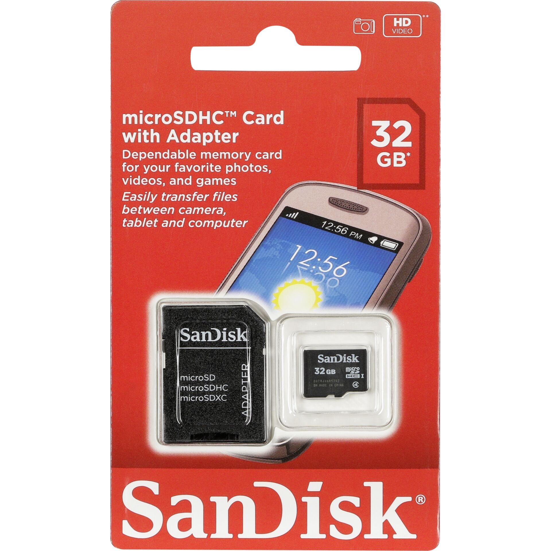 32GB SanDisk Kit Class4 microSDHC Speicherkarte schreiben: 2MB/