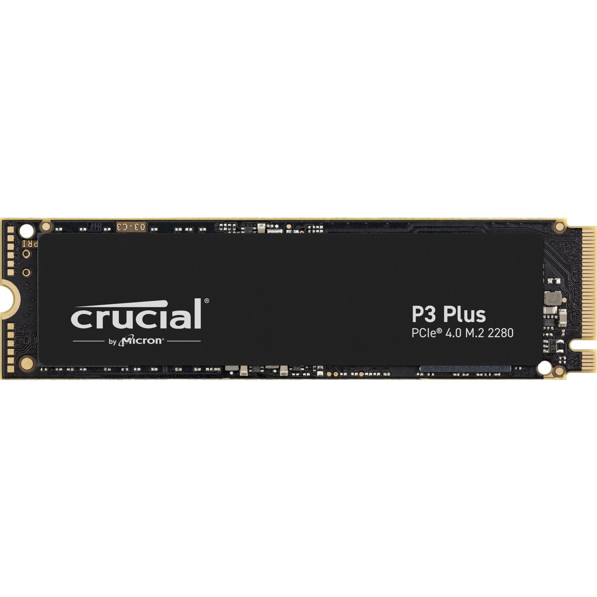 500 GB Crucial P3 Plus SSD, M.2 2280/M-Key/PCIe 4.0 x4, lesen: 4700MB/s, schreiben: 1900MB/s, TBW: 110TB