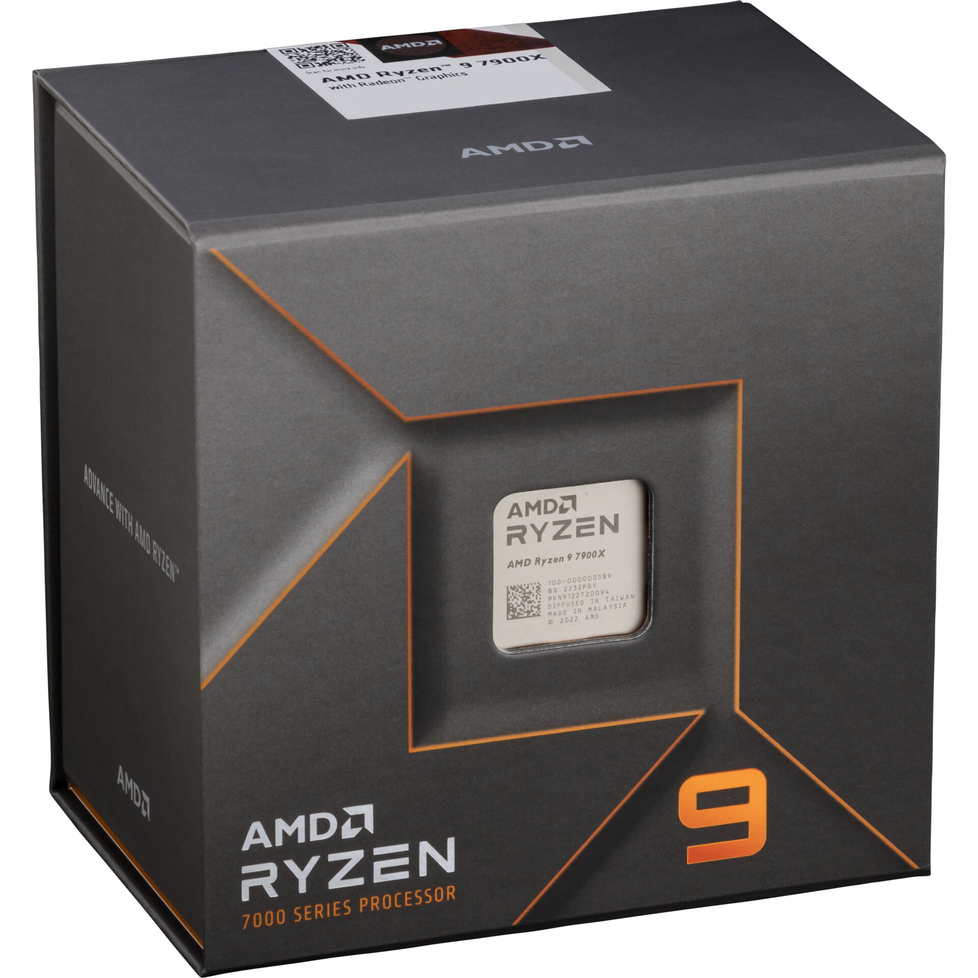 AMD Ryzen 9 7900X, 12C/24T, 4.70-5.60GHz, boxed ohne Kühler, Sockel AMD AM5 (LGA1718), Raphael CPU