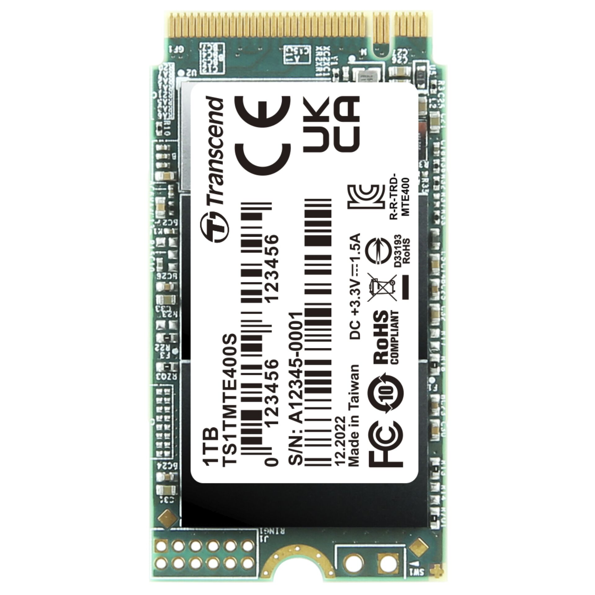 1.0 TB SSD Transcend MTE400S SSD, M.2/M-Key (PCIe 3.0 x4), lesen: 2000MB/s, schreiben: 1700MB/s SLC-Cached, TBW: 4