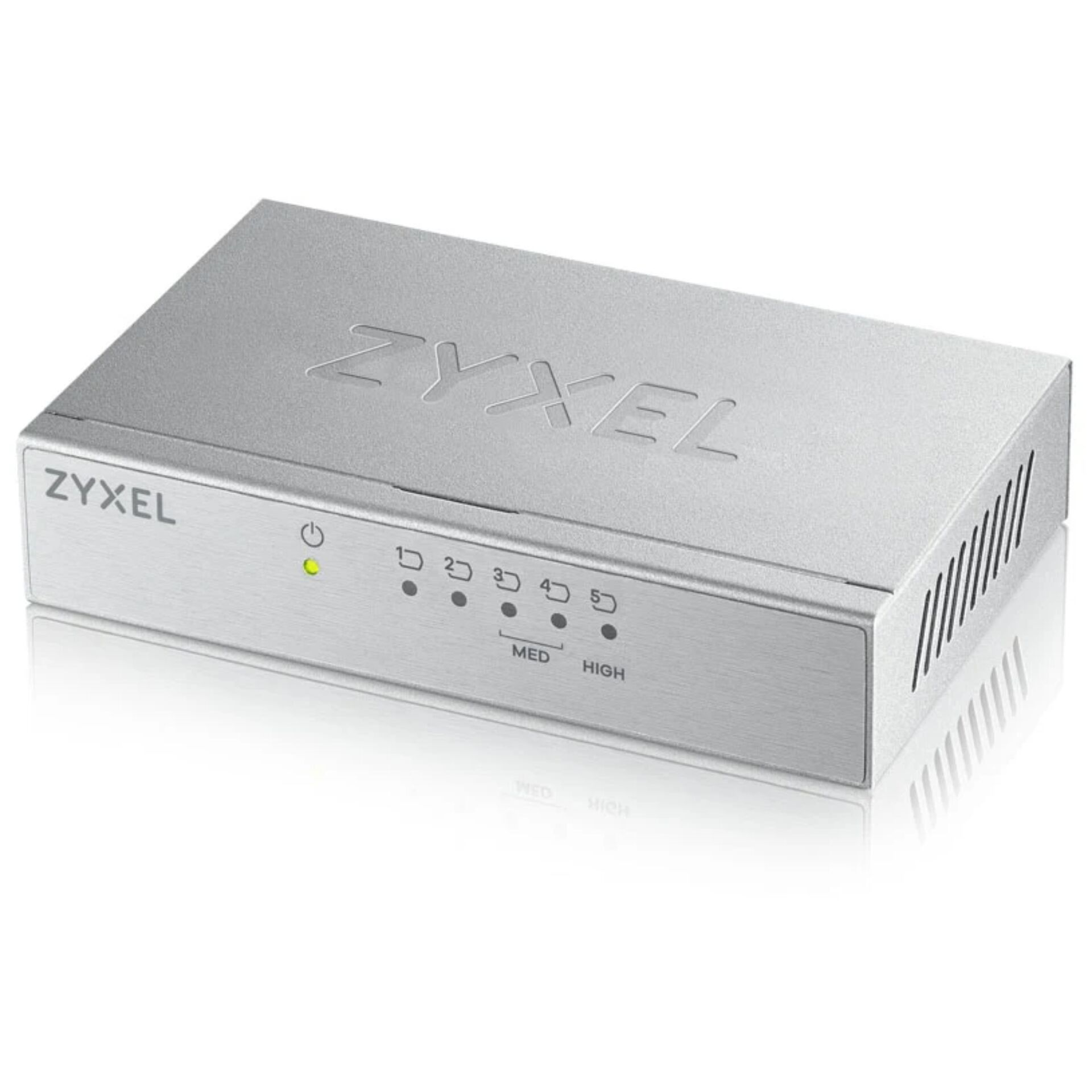 ZyXEL GS-100 Desktop Gigabit Switch, 5x RJ-45, V3, Backplane: 10Gb/s, lüfterlos, Metallgehäuse