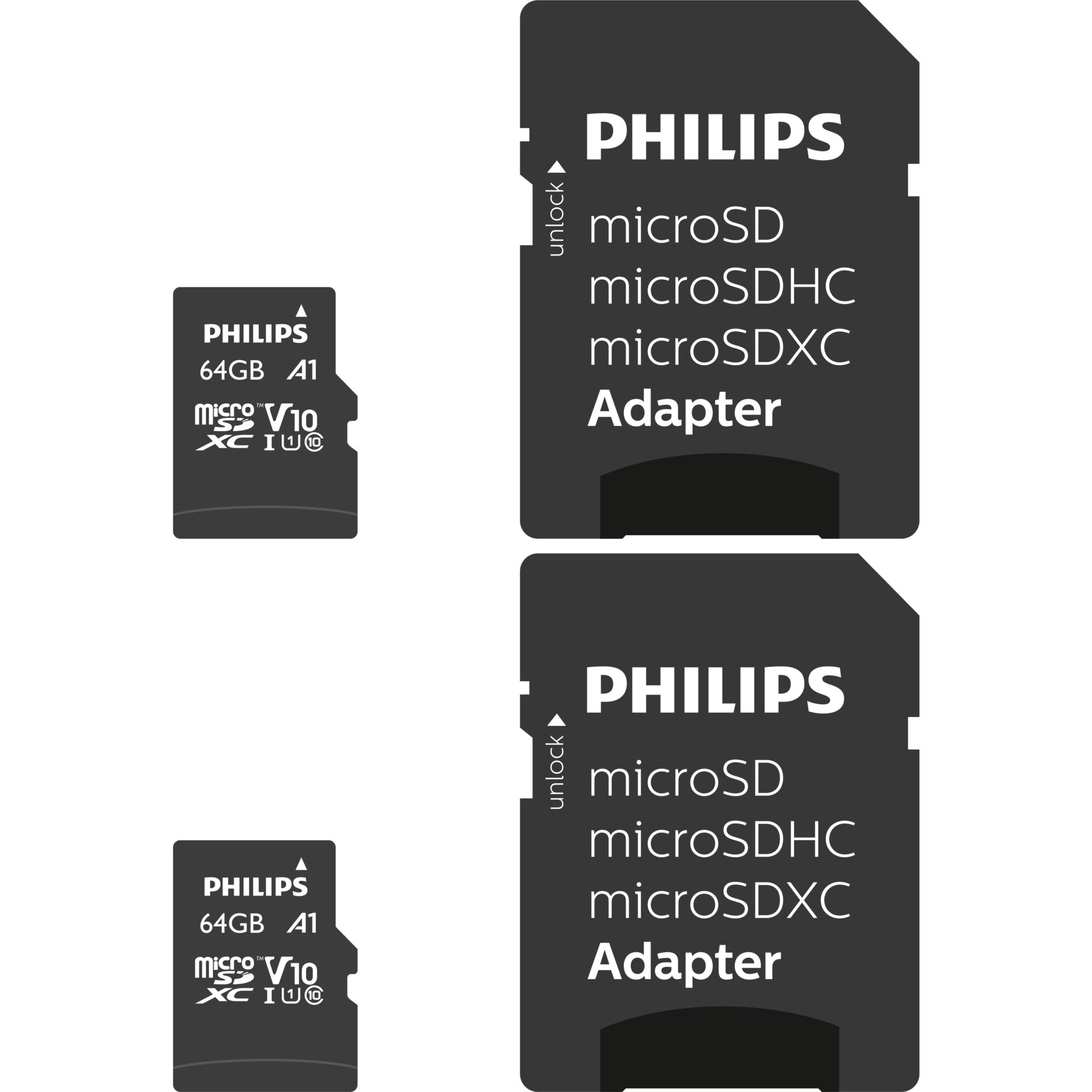 64 GB Philips microSDXC microSDXC  Kit Speicherkarte, lesen: 80MB/s, schreiben: 30MB/s