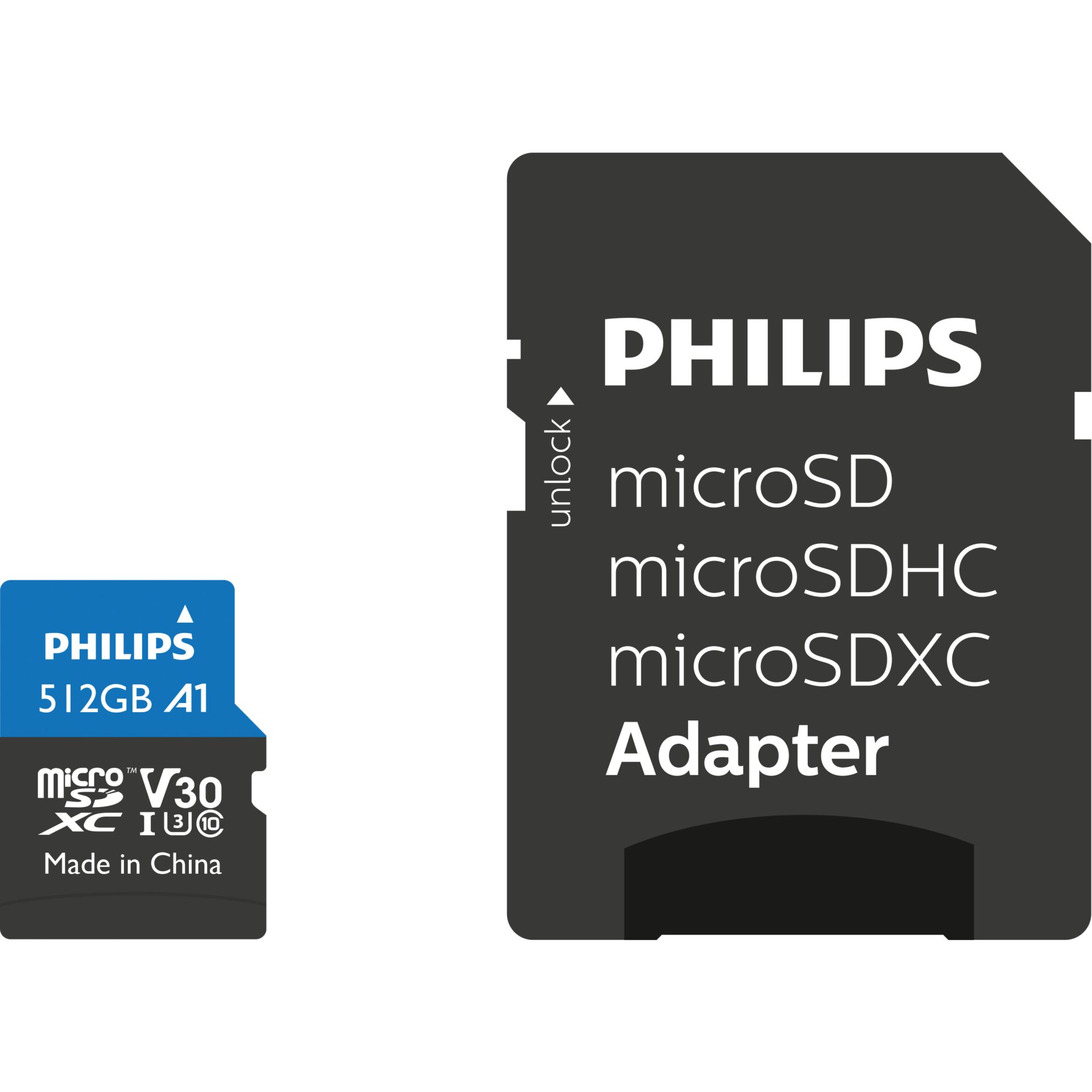 512 GB Philips Ultra Pro microSDXC  Kit Speicherkarte, lesen: 100MB/s, schreiben: 80MB/s