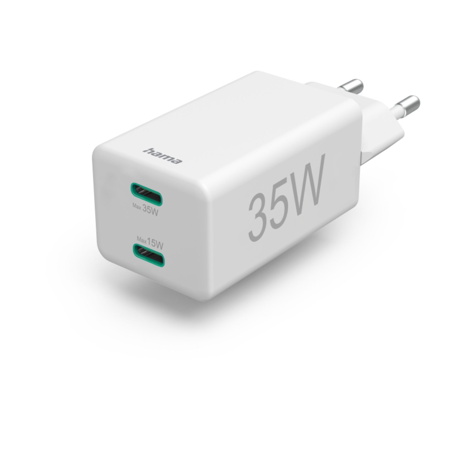 Hama Schnellladegerät USB-C 35W PD/QC, 2xUSB-C, weiß      201694