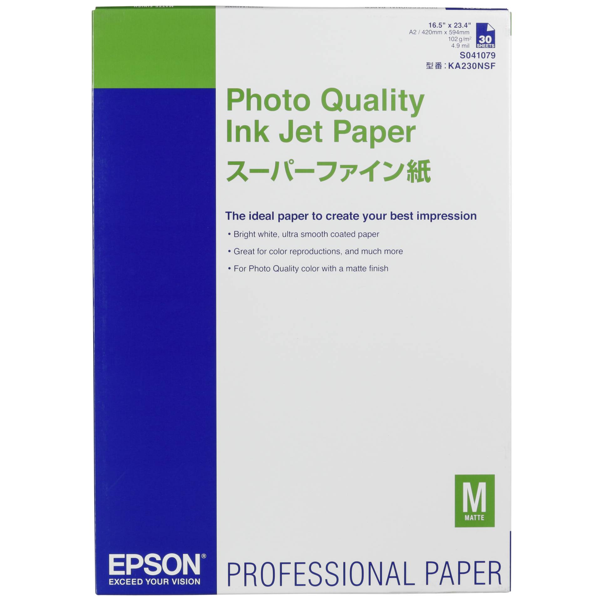 Epson Photo Quality Ink Jet Paper, DIN A2, 102 g/m, 30 Blatt