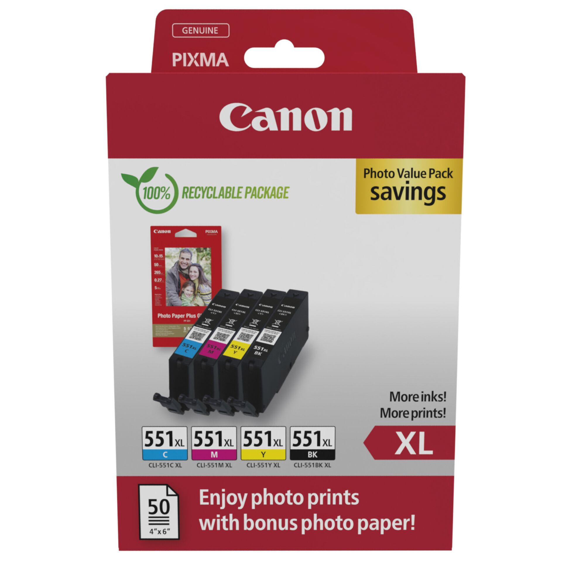 Canon CLI-551XL BK/C/M/Y Photo Value Pack