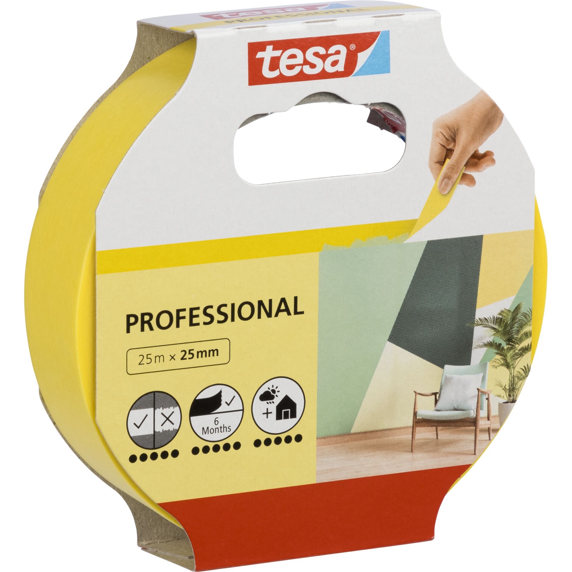 Tesa Kreppband 25m x 25mm Preci.indoor gelb 56270