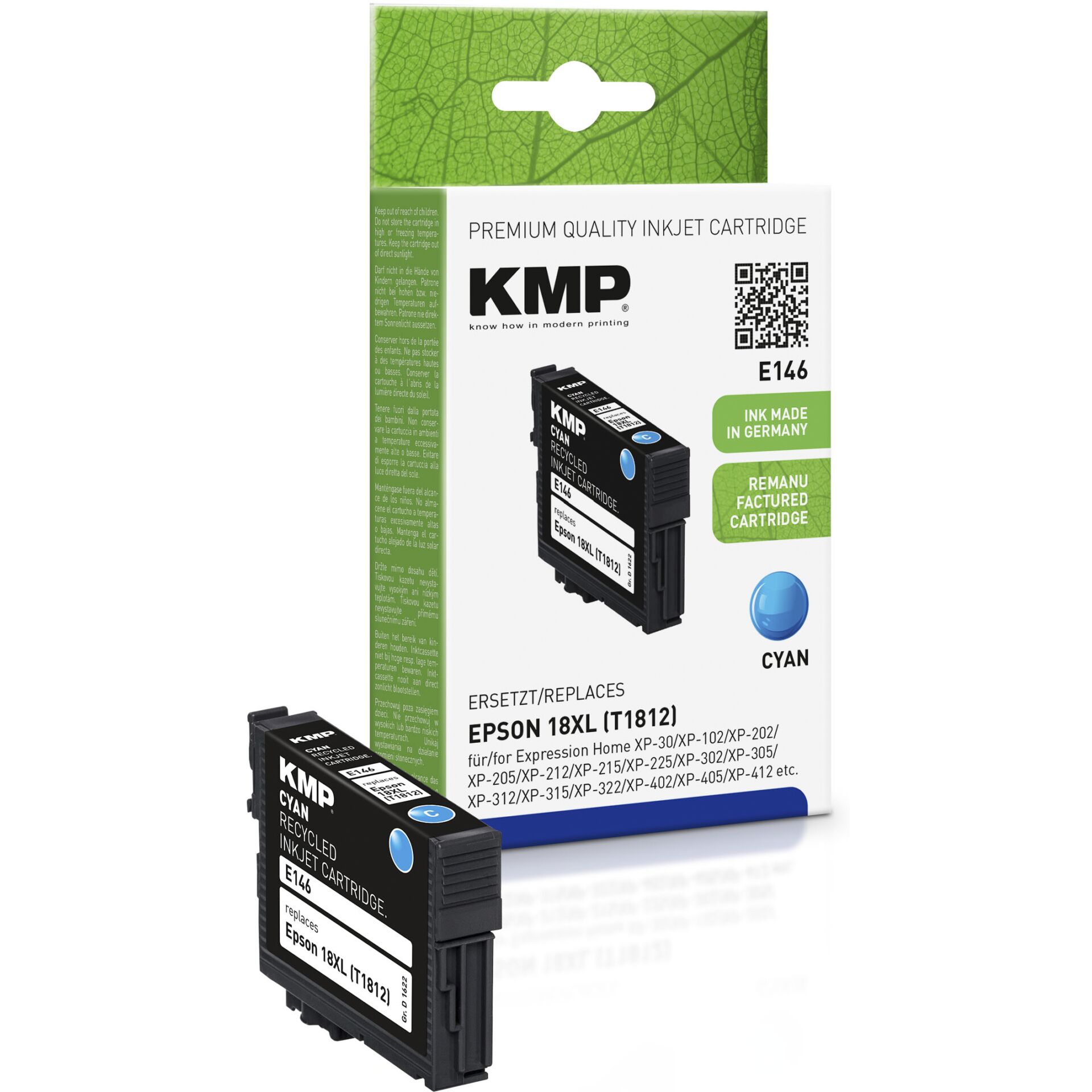 KMP E146 Tintenpatrone cyan kompatibel mit Epson T1812