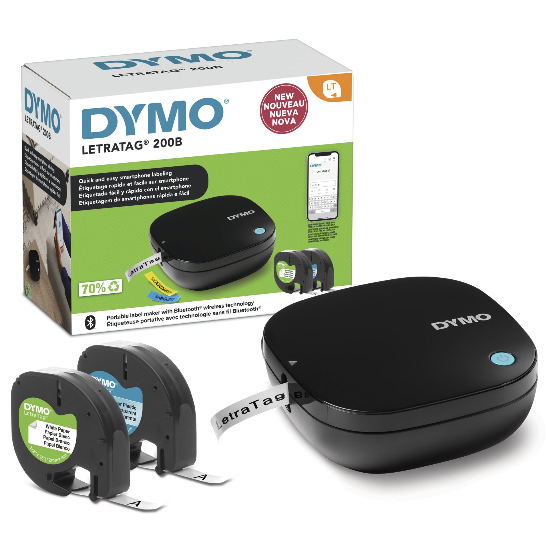 Dymo LetraTag 200B Bluetooth schwarz inkl 2 Bänder Gratis