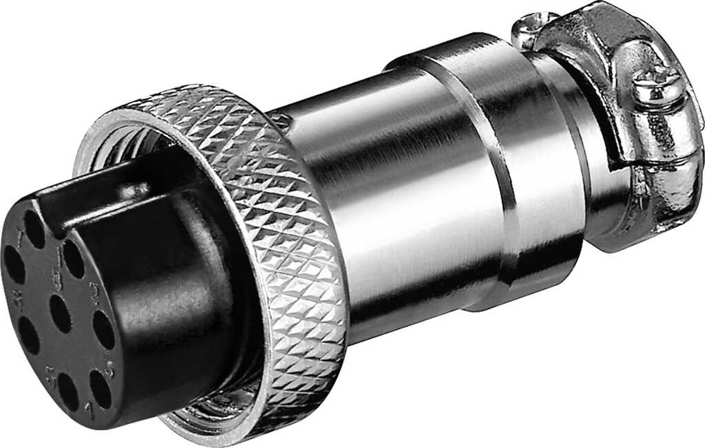 Goobay Mikrofonkupplung, 8 Pin, geschraubter Zugentlastung, Metallgehäuse, silber