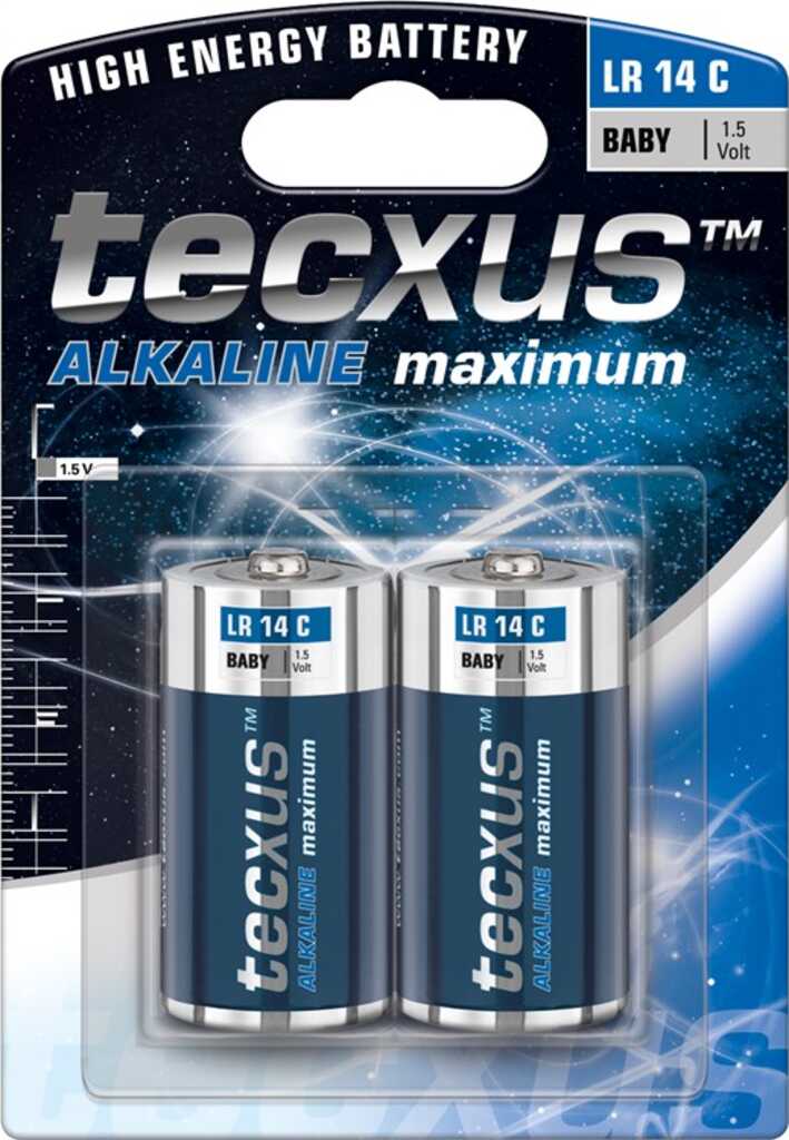 tecxus Alkalinebatterie C (Baby), LR14, 1,5 V - 2 Stück 