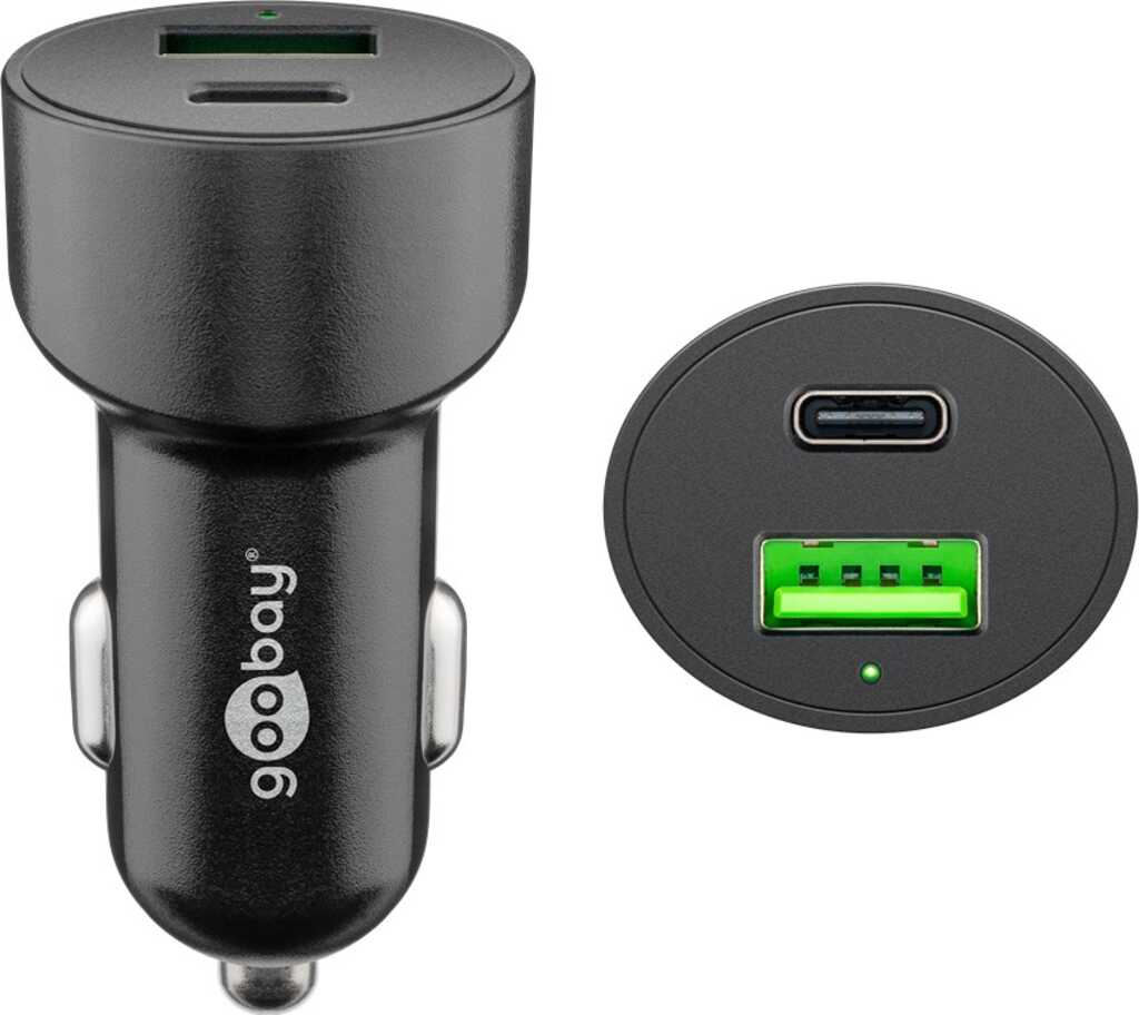 Goobay Dual-USB Auto-Schnellladegerät USB-C PD (Power Delivery) (48 W) 48 W (12/24 V) USB-A/USB-C geeignet