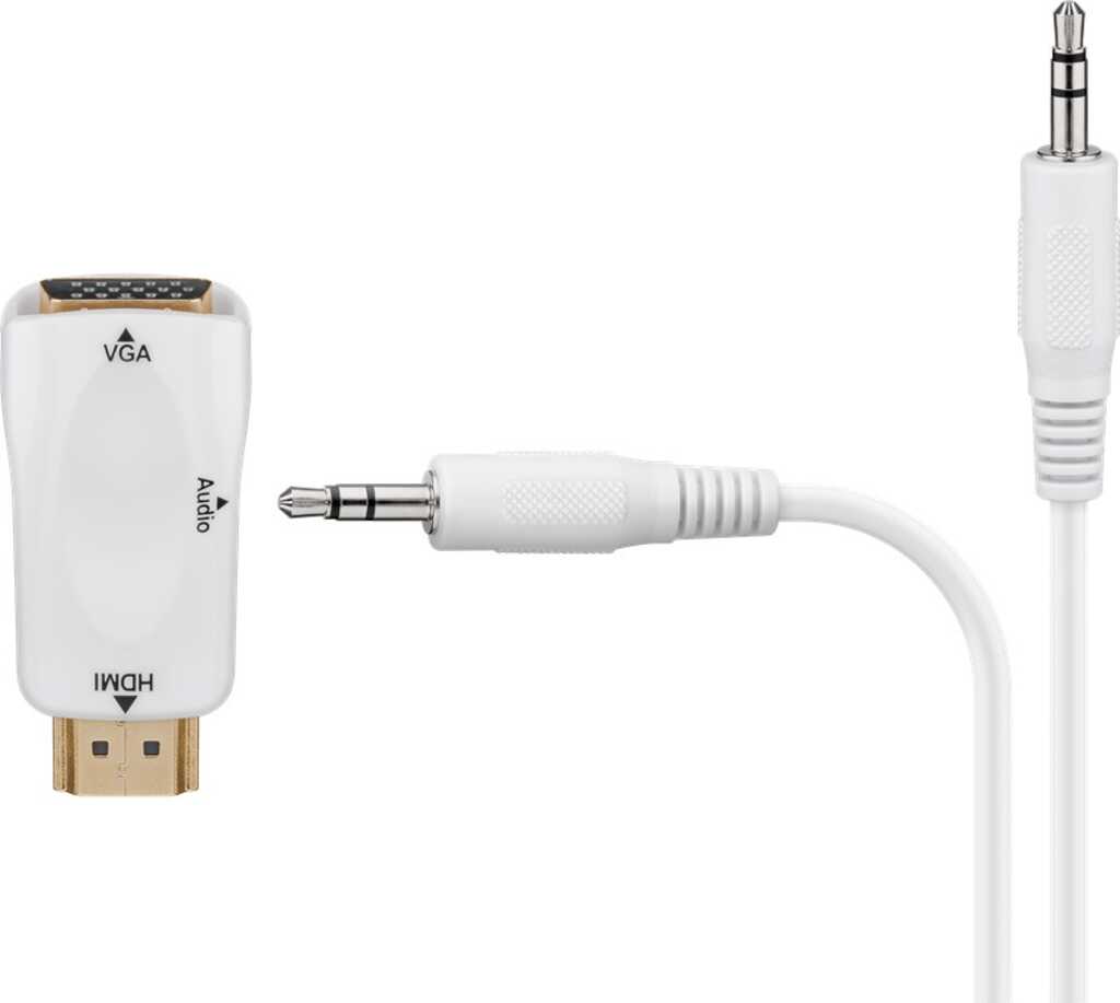 HDMI > VGA Adapter inkl. Audio, vergoldet HDMI-Stecker (Typ A) > VGA-Buchse (15-polig) + Klinke 3,5 mm Buchse