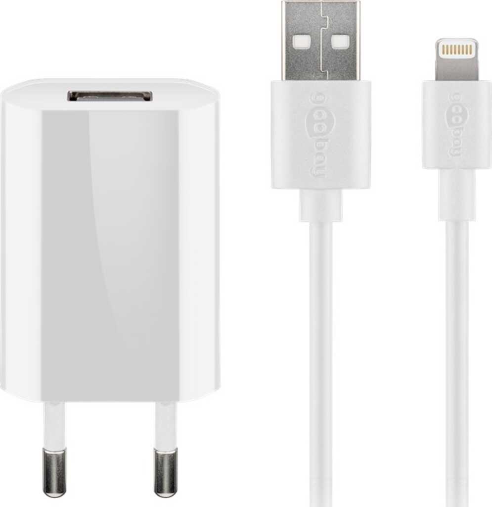 Goobay Apple Lightning Ladeset (5 W) Netzteil mit Apple Lightning-Kabel, 1 m, weiß