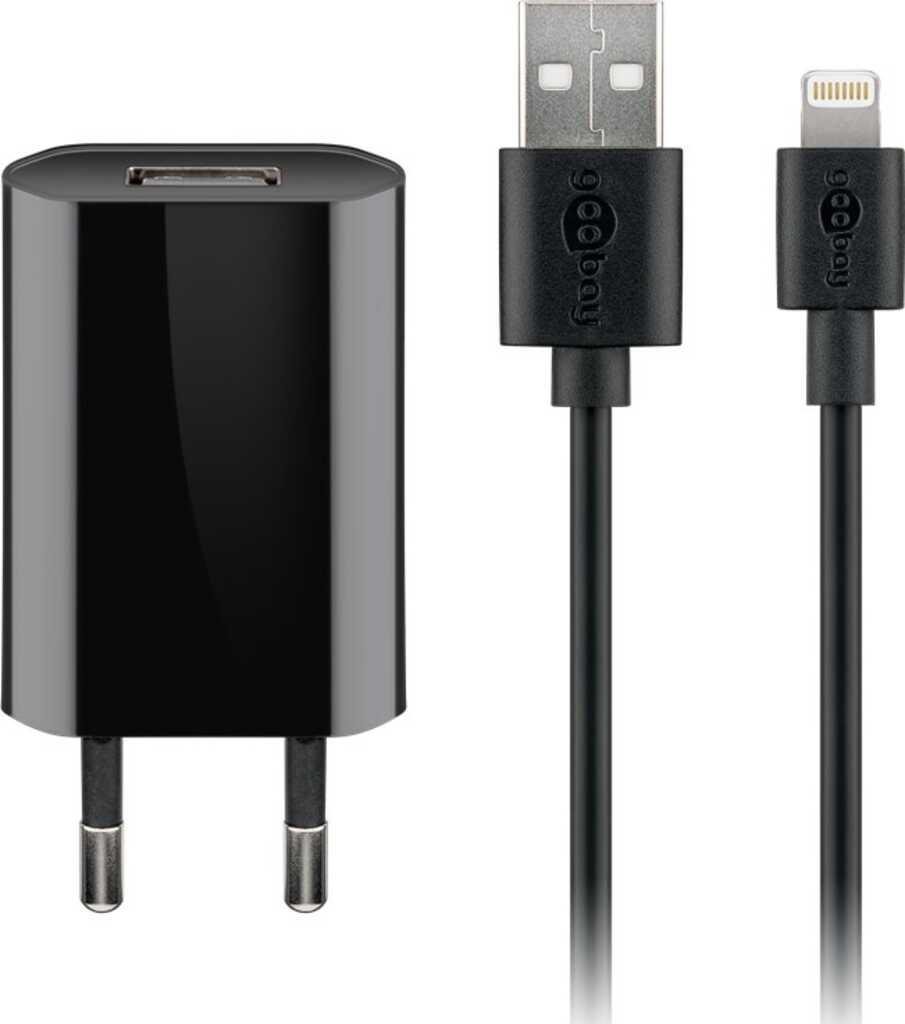 Goobay Apple Lightning Ladeset (5 W) Netzteil mit Apple Lightning-Kabel, 1 m, schwarz