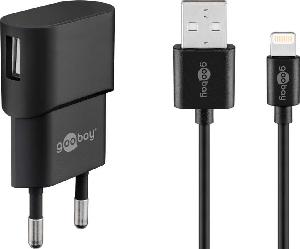 Goobay Apple Lightning Ladeset (5 W) Netzteil mit Apple Lightning Kabel 1m (schwarz)