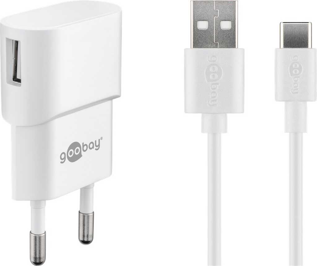 Goobay USB-C-Ladeset (5 W) Netzteil mit USB-C-Kabel, 1 m, weiß