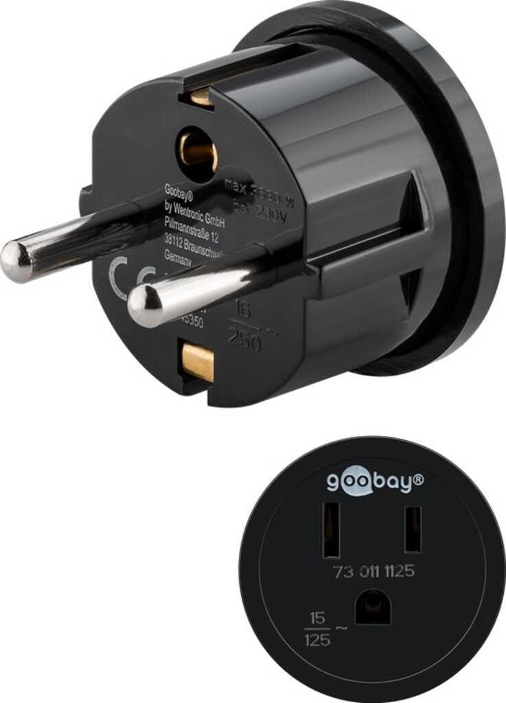 Goobay 45350 Netzstecker-Adapter Typ F Typ B Schwarz