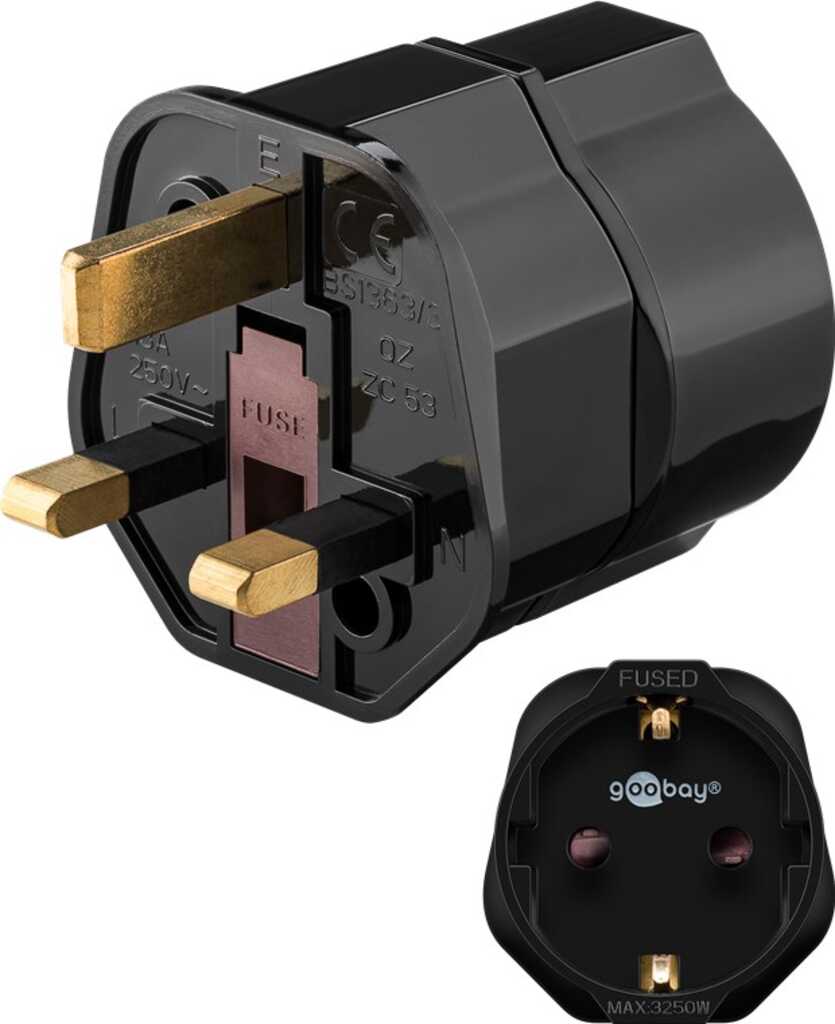 Goobay 45352 Netzstecker-Adapter Typ F Typ G (VK) Schwarz