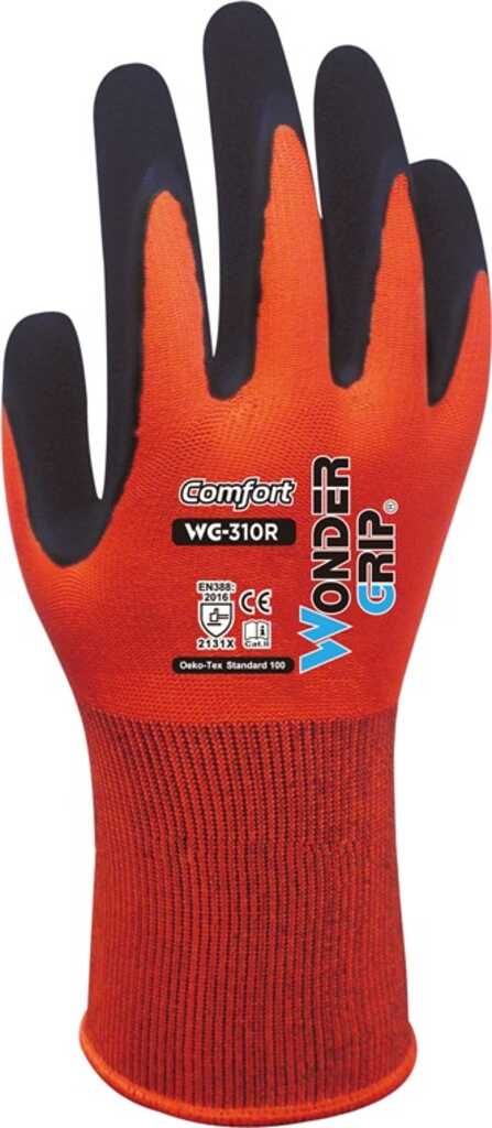 Wonder Grip WG-310R Werkstatthandschuhe Rot Latex, Polyester 1 Stück(e)