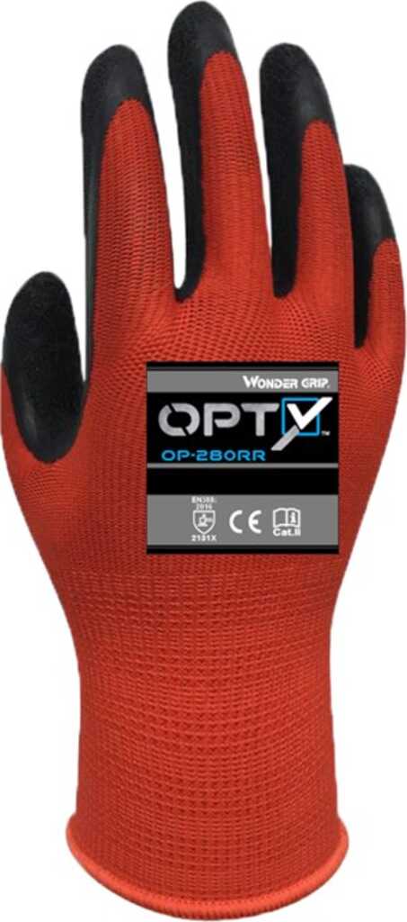 Wonder Grip OP-280RR Werkstatthandschuhe Rot Latex, Polyester 1 Stück(e)