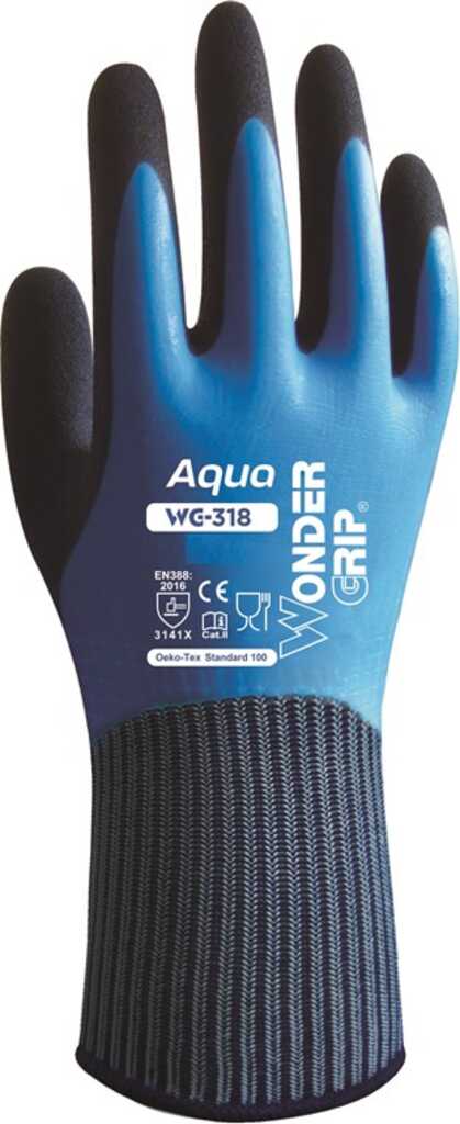 Wonder Grip WG-318 Werkstatthandschuhe Schwarz, Blau Latex, Nylon 1 Stück(e)