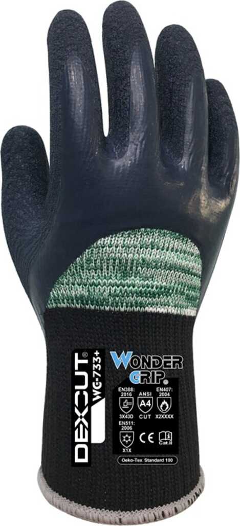 Wonder Grip WG-733+ Werkstatthandschuhe Schwarz, Grün Latex, Spandex 1 Stück(e)