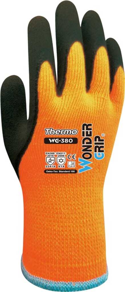 Wonder Grip WG-380 Werkstatthandschuhe Schwarz, Orange Acryl, Latex 1 Stück(e)