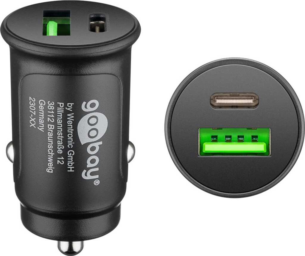 Goobay Dual-USB Auto Schnellladegerät USB-C PD (Power Delivery) 30 W schwarz