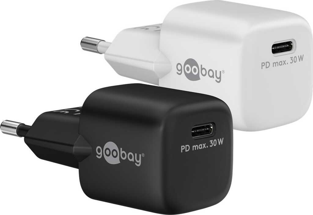 Goobay USB-C PD GaN Schnellladegerät Nano (30 W) schwarz 1x USB-C-Anschluss (Power Delivery)