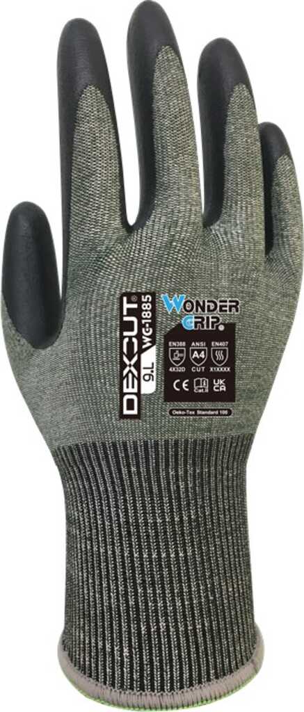 Wonder Grip WG-1885 Werkstatthandschuhe Grau Faser, Nitrilschaum, Nylon, Polyester, Spandex 2 Stück(e)