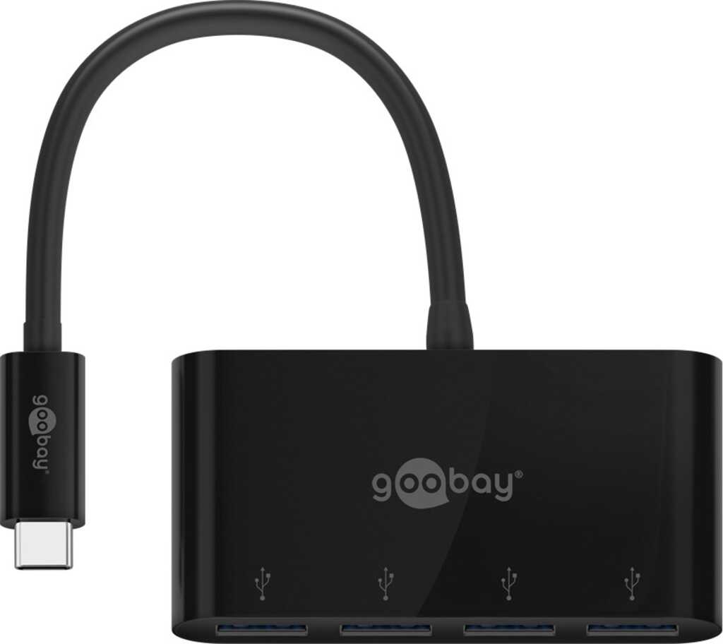 Goobay 61073 Schnittstellen-Hub USB Typ-C 5000 Mbit/s Schwarz