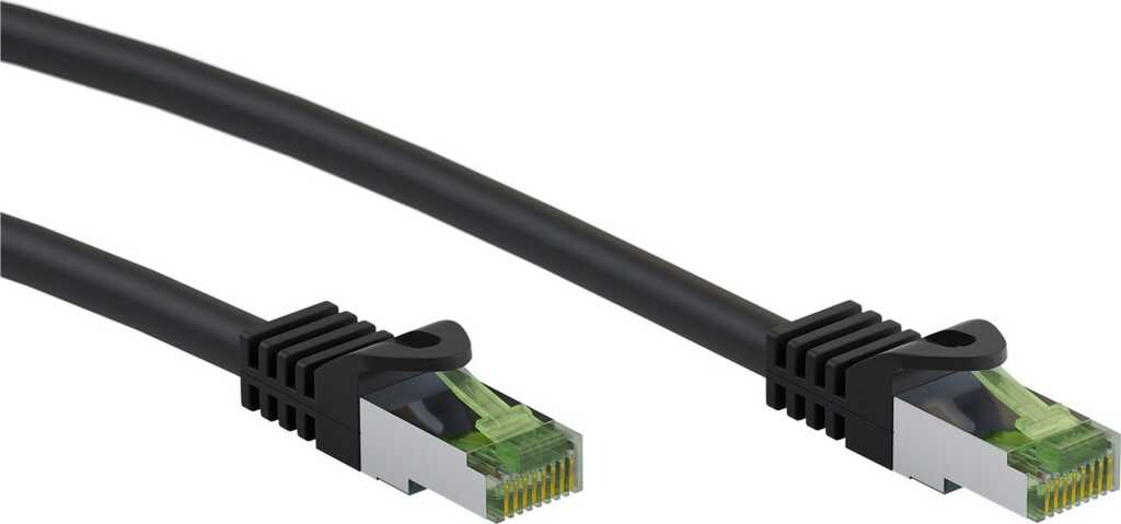 0,25m RJ45 Patchkabel S/FTP (PIMF) Cat.8.1 Schwarz GHMT-zertifiziert goobay