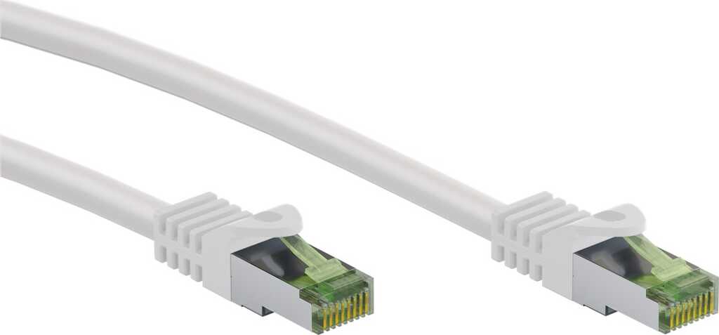 0,5m RJ45 Patchkabel S/FTP (PIMF) Cat.8.1 weiß GHMT-zertifiziert goobay