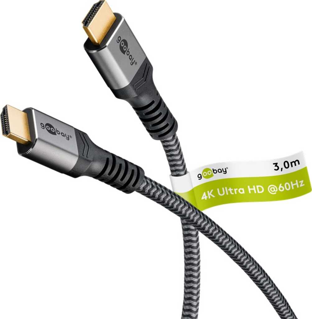 3m High-Speed 2.0 HDMI-Kabel stecker/ stecker mit Ethernet für 4k/50/60Hz schwarz goobay Plus