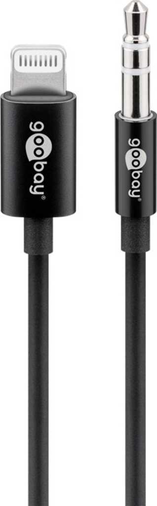 Goobay Apple Lightning Audio-Anschlusskabel (3,5 mm), 1 m, schwarz zum Verbinden eines iPhone/iPad mit