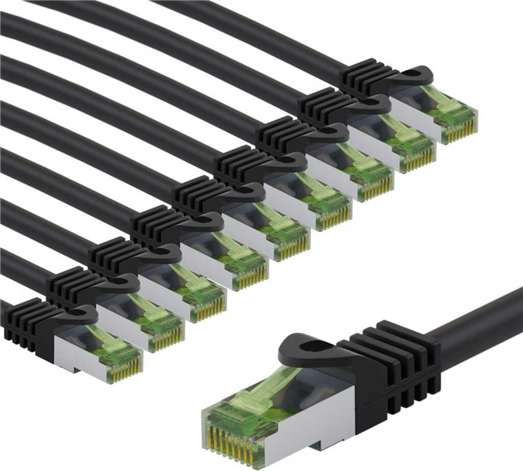 Goobay GHMT-zertifiziertes CAT 8.1 Patchkabel, S/FTP (PiMF), 1 m, grau, 10er-Set Kupferleiter, LSZH halogenfreier Kabelmantel