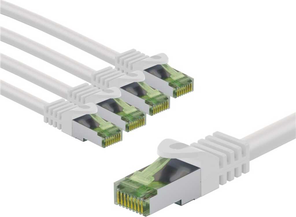 Goobay GHMT-zertifiziertes CAT 8.1 Patchkabel, S/FTP (PiMF), 3 m, weiß, 5er-Set Kupferleiter, LSZH halogenfreier Kabelmantel