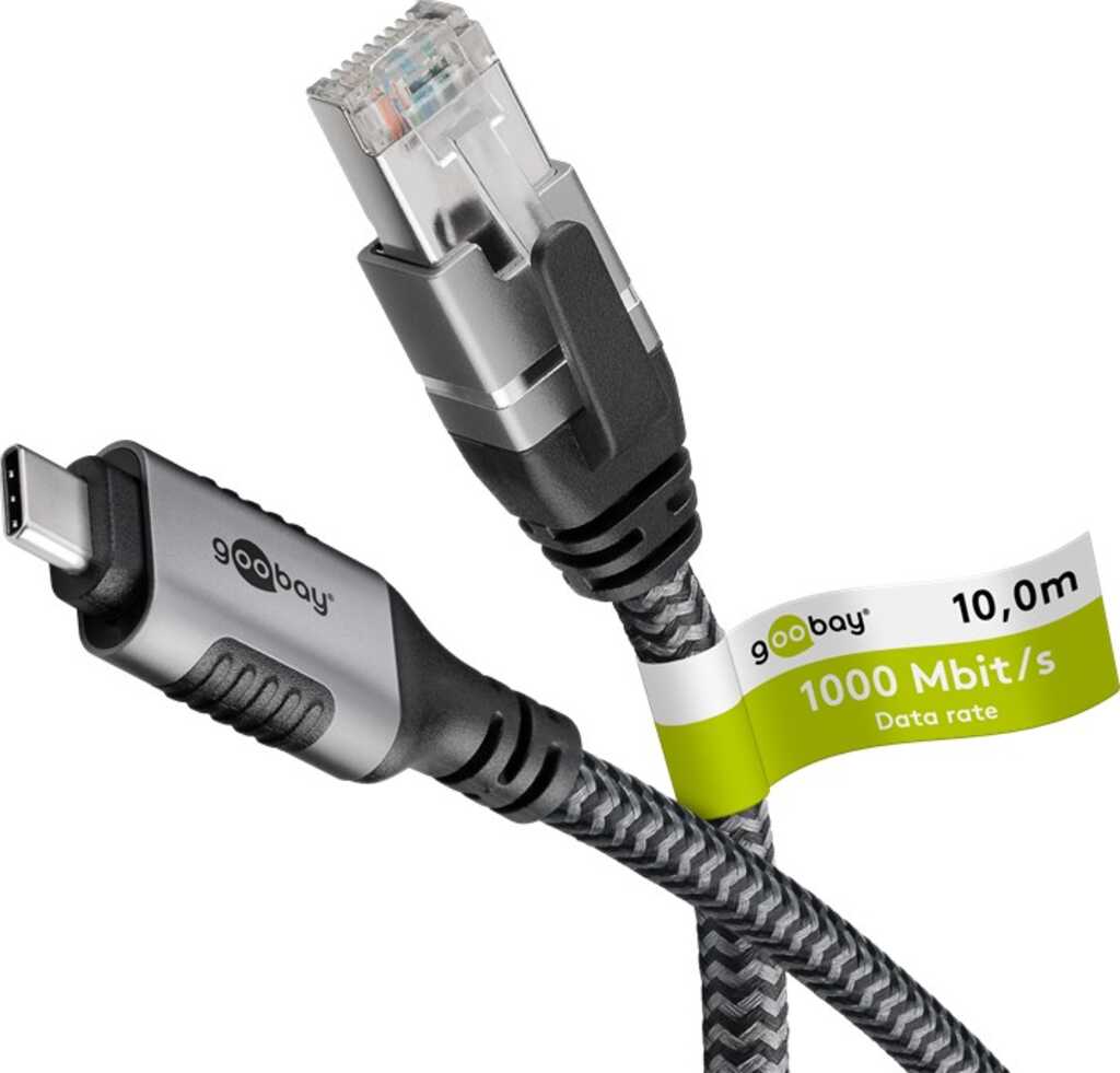 Goobay 70754 Kabeladapter USB C RJ-45 Schwarz, Silber