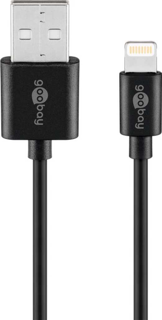 Goobay Lightning USB Lade- und Synchronisationskabel, 2 m, schwarz MFi-Kabel für Apple iPhone/iPad