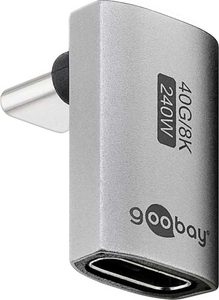 Goobay USB-C-Adapter vertikal 90 lang, USB4 USB-C-Stecker > USB-C-Buchse