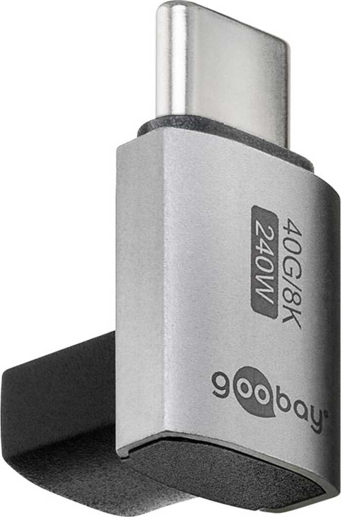 Goobay USB-C-Adapter vertikal 90 kurz, USB4 USB-C-Stecker > USB-C-Buchse