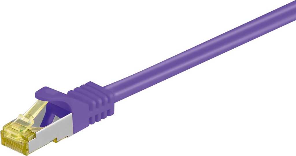 0,25m RJ45 Patchkabel S/FTP (PIMF) mit CAT 7 Rohkabel violett goobay, CAT 6A Stecker